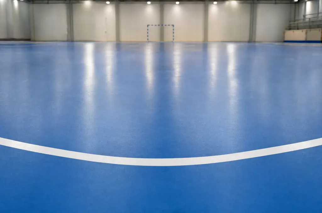 Close view of a hard indoor court